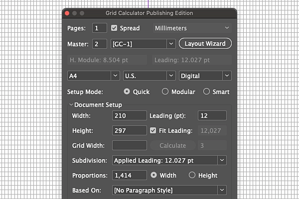 Baseline grid calculations in Adobe InDesign via Grid Calculator Publishing Edition